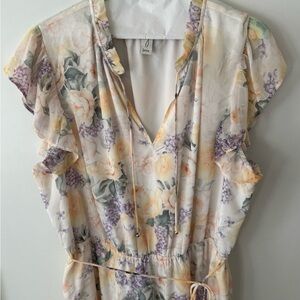 Joie Pastel Floral Dress with Ruffle Sleeves